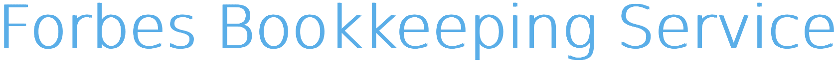 The image displays the text "Forbes Bookkeeping Service" in large, light blue letters on a light gray background.