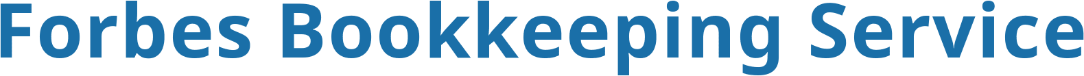 Text in blue bold font reads "Forbes Bookkeeping Service" on a light background.